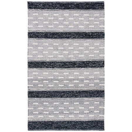 Safavieh 2 ft. 3 in. x 9 ft. Striped Kilim Contemporary Rectangle Hand Woven Rug - Black & Ivory STK518Z-29